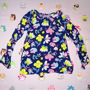 Carter’s: Bright Floral Navy Blue Long-Sleeve Blouse - Size 5T